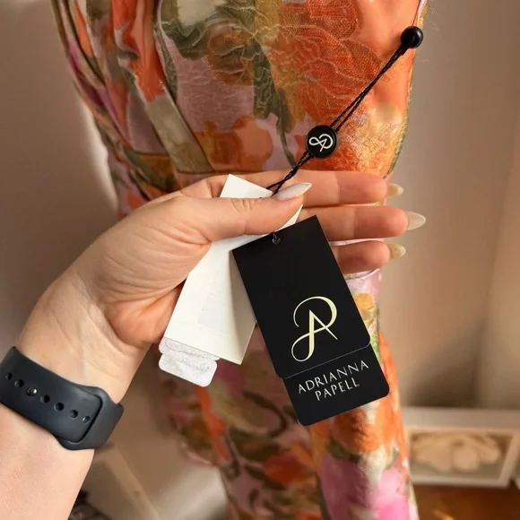 NWT Adrianna Papell- Multi Floral Jacquard Midi Dress Sz 14 - Picture 13 of 16